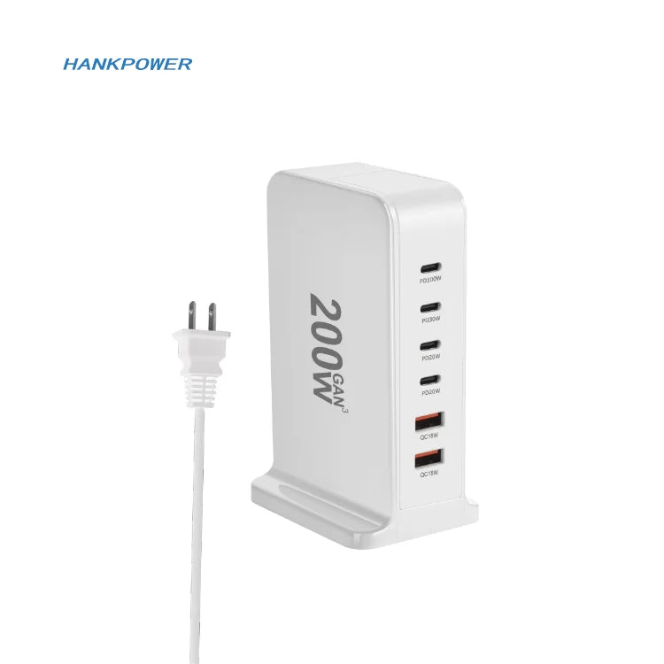 200w Gan Multi USB Charger 6 Ports Quick Charge Charger Station Dock US AU EU UK Plug Desktop Chargers