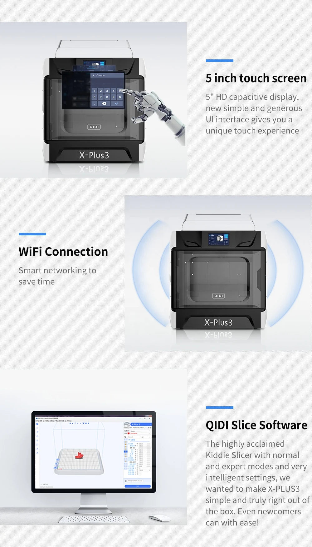 QIDI TECH X-PLUS 3 3D Printer High Speed Printing 600mm/s Large Print Size 280*280*270mm