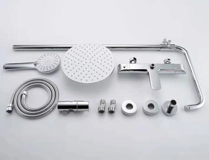 Chrome Brass Thermostatic Shower Column Set Dual Handle Rainfall Shower System with Handheld Spray for Modern Bathroom Luxury