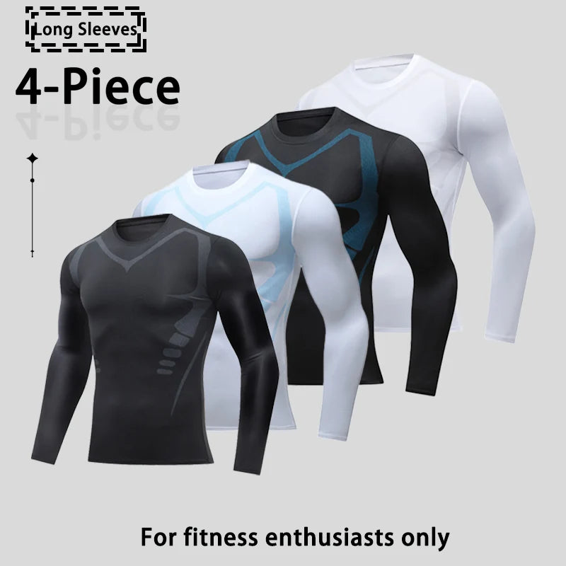USA Warehouse 3 Pack Compression Shirts for Men Long Sleeve Athletic Base Layer Undershirt Gear T Shirt for Workout