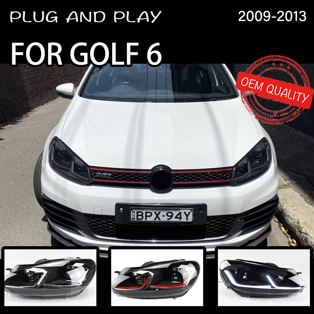 Headlight For VW Golf 6 MK6 2009-2013 Car автомобильные товары LED DRL Hella 5 Xenon Lens Hid H7 Golf6 Car Accessories