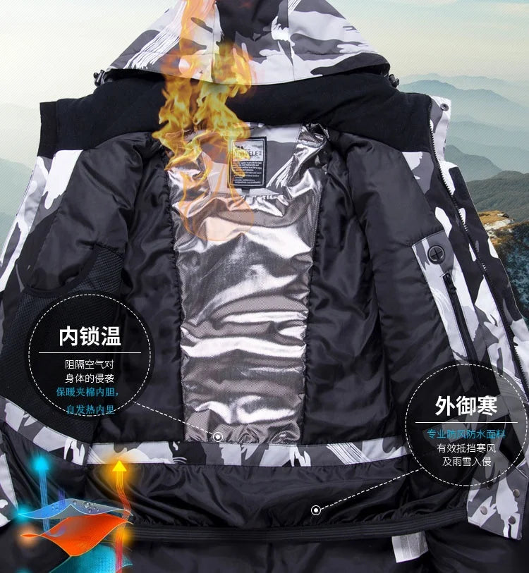 Wholesale Waterproof Allover Print Men's Ski Jacket, Mens Ski Wear, Ski Clothes for Men