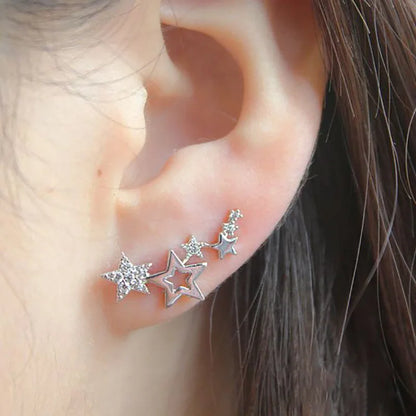 Silver Gold Star Drop Earrings for Women Everyday Wear Fine Jewelry Dangle with Pearl Center Stone