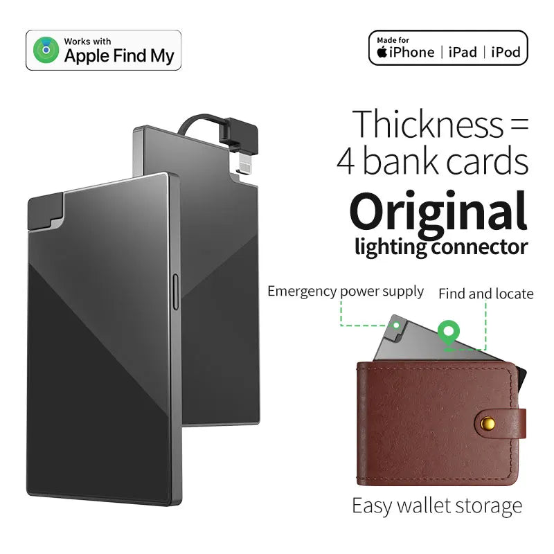 TRANGJAN Anti-lost Small Smart Tag Air Tag Finder Find My Wallet Card Emergency Power Bank Charger GPS Navigation IP65