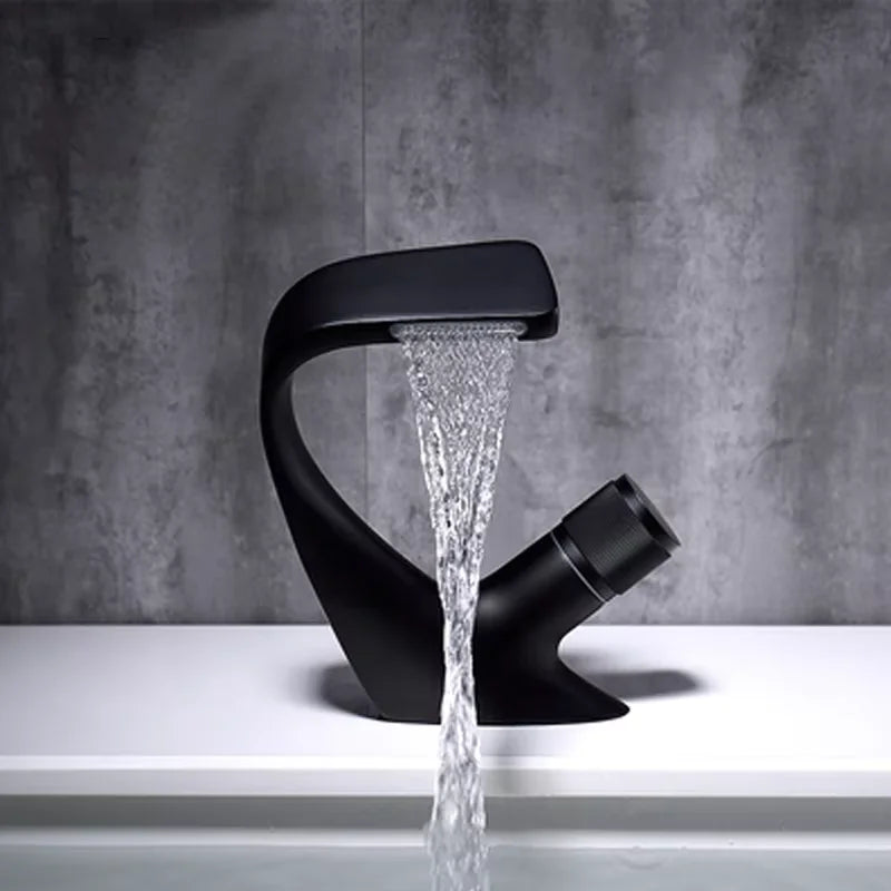 Touchless Ceramic Valve Core Modern Deck Mount Single Hole Brass Blackened Basin Taps Bathroom Faucet 3-Year Warranty Single