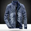 New Vintage Men's Denim Jacket with Wool Fabric Solid Casual Stand Collar Coat Winter Clothes for Men