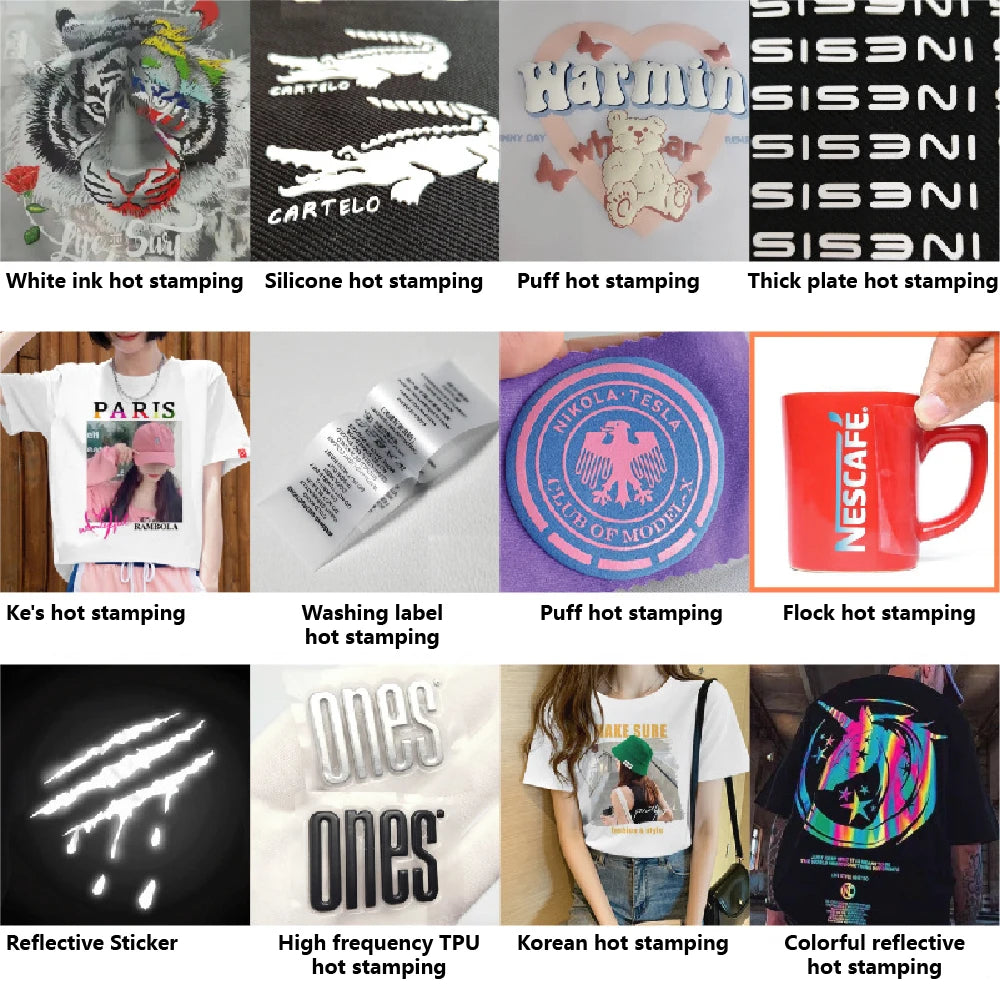 Hongcai Wholesale PET Fabric Heat Transfer Printing Stickers Plastisol T-Shirt Clothing Heat Press Stickers for T-Shirt