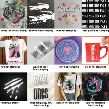Hongcai Wholesale PET Fabric Heat Transfer Printing Stickers Plastisol T-Shirt Clothing Heat Press Stickers for T-Shirt