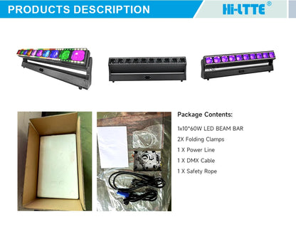 10x60W RGBW 4in1 LED Stage Wash Light Bar DMX Versatility Strobe Pixel Beam bar Moving Head Light RGB Led Pixel bar Light