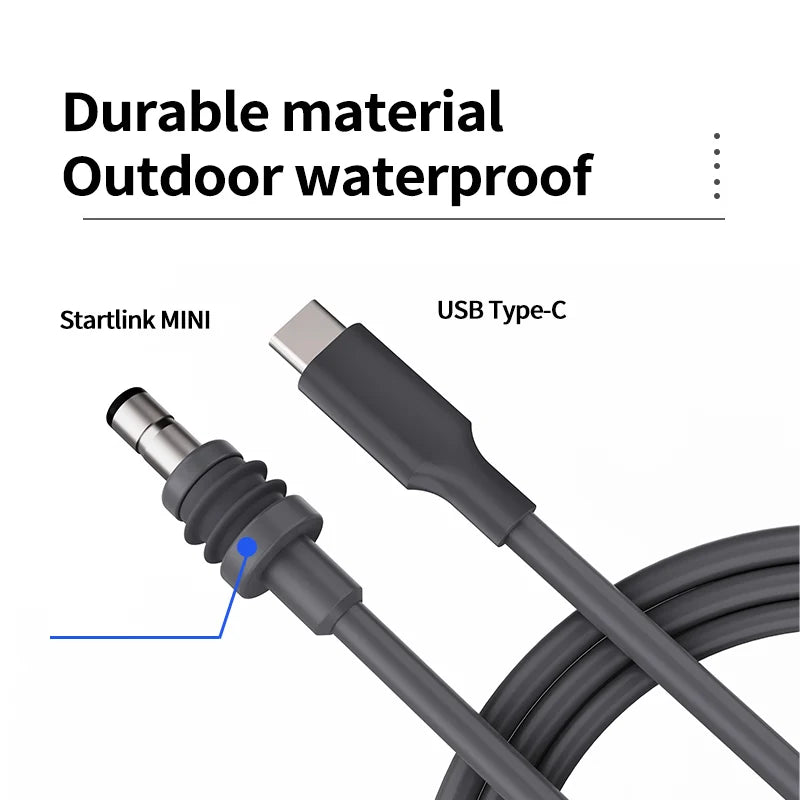 Waterproof Starlink Mini USB C to DC Power Cable 100W PD Source 5A Fast Charging PVC Jacket 12 Months Warranty