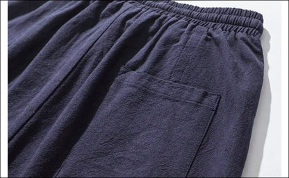 Cotton Linen Harem Pants Men Solid Elastic Waist Streetwear Joggers New Baggy Drop-crotch Pants Casual Trousers Men