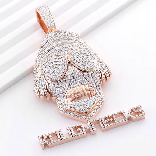 Starspire Jewels 925 Sterling Silver Hip Hop Skull Pendant Emerald Cut Moissanite Iced Charm Unisex Statement Necklace Jewelry by PDG ibma