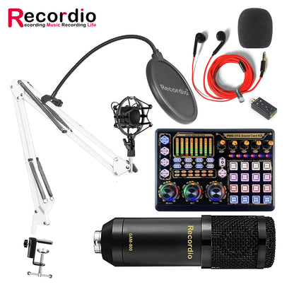 GAM-800R Professional Condenser Microphone R8 Sound Card Set for Webcast Live Recording
