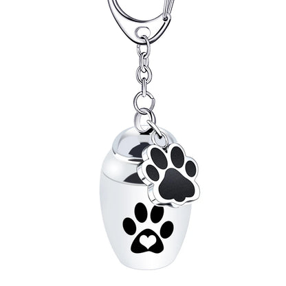 Silver Waterproof Cremation Pet Urns Keychain Cylinder Cat Dog Urn for Pet Ashes Cremation Keepsake Memorial Ashes Jewelry Pend