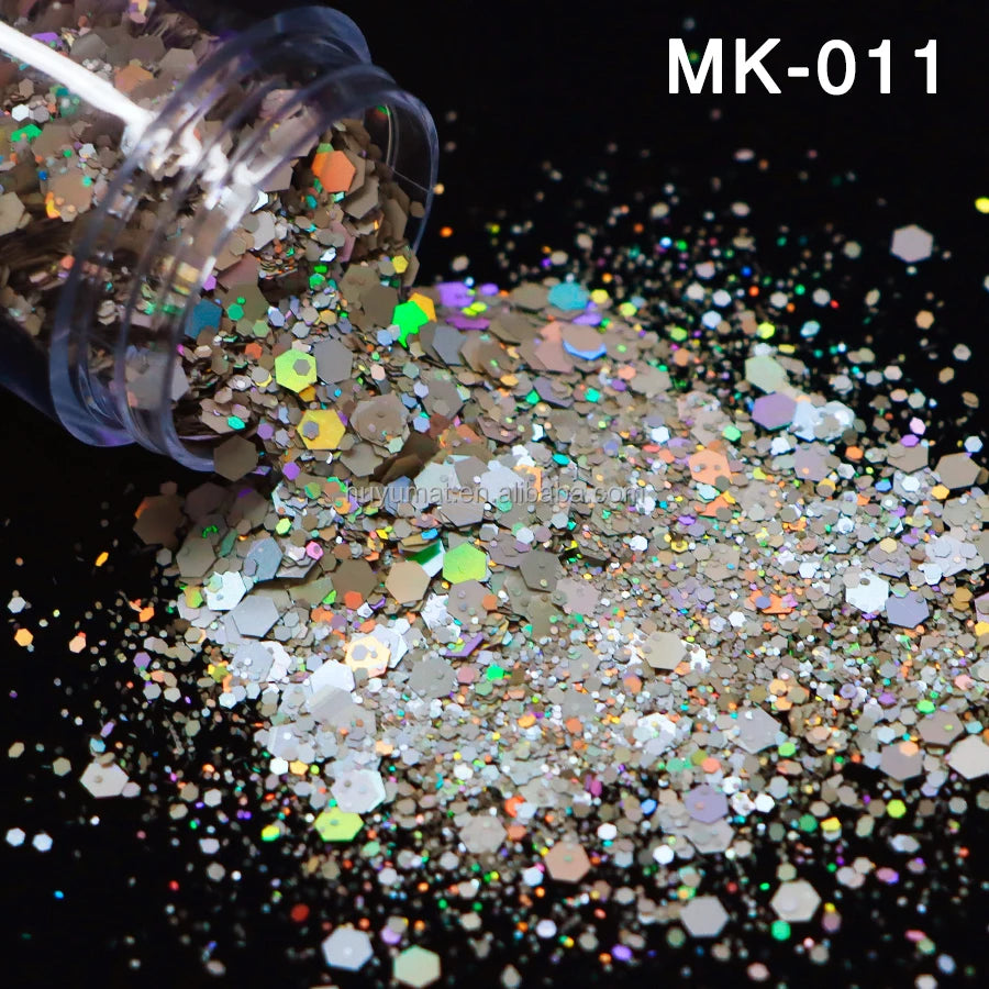 Bulk KG Bag Holographic Macaron Glitters Solvent Resistant Polyester Chunky Glitter for Resin Craft Tumbler Snowglobe