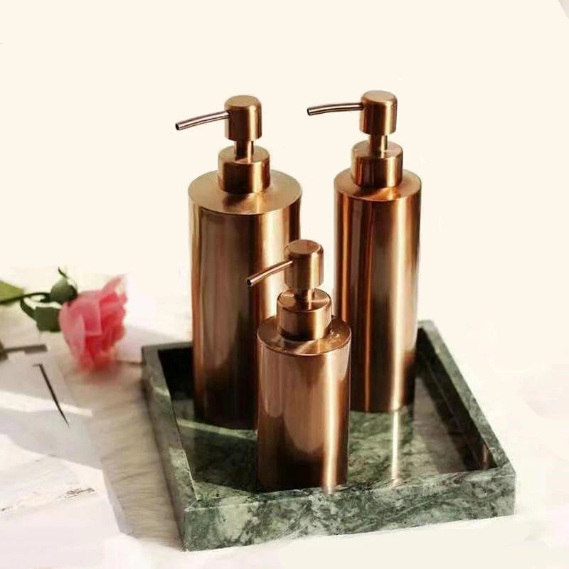 Rose Gold 304 Stainless Steel Liquid Hand Pump Soap Dispenser Shampoo Bottle