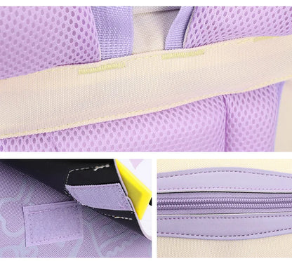 Ultra-Light Female Student Backpack Waterproof Fashion 1-4-6 Grade Contrast Color Ridge Protection Burden Reduction for Primary