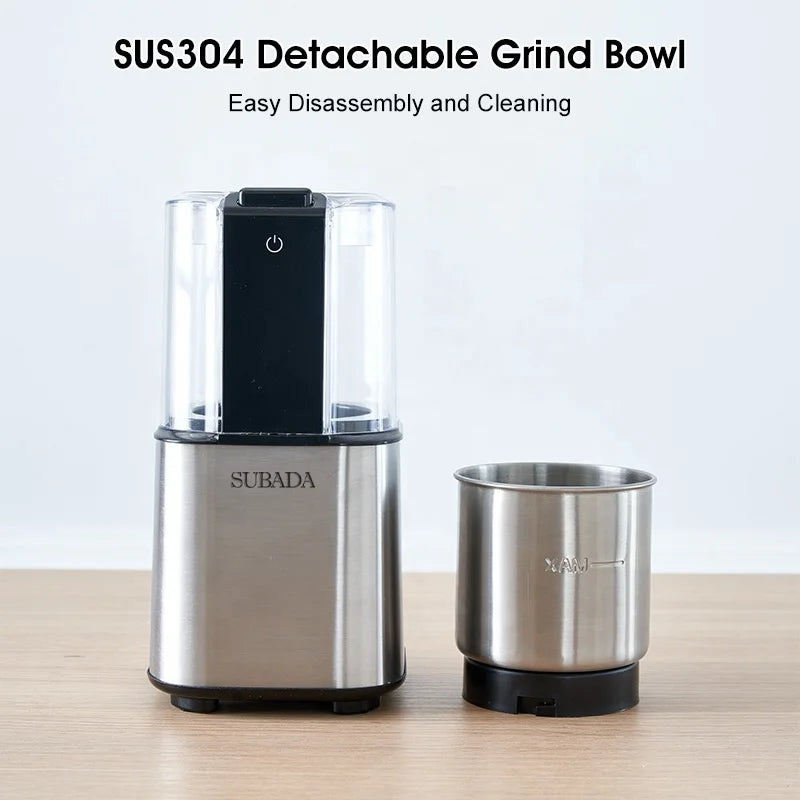 New Household Coffee Bean Grinder Stainless Steel Portable Nut Grains and Dry Spice Herbs Grinder Small Automatic Grinder