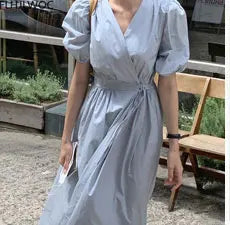 2021 Autumn Spring Basic Belt Plaid Shirt Dress Long Maxi Feminine Vestidos Chic Korea Design Clothes