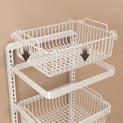 Punch-free hang Wall Vegetable Fruit Rack Kitchen Metal Storage Grill Basket Adjustable Plant Stand Pan Pot Lid Organizer Holder