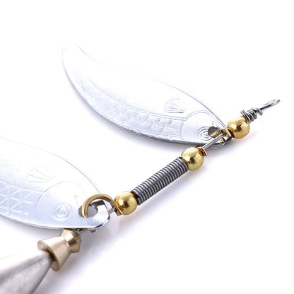 9CM-10.5G-4# Spinner Fishing Bait Lure Mental Two Sequins Blades With a Bell Saltwater Fishing