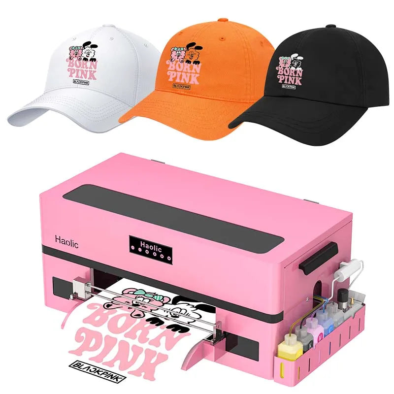 Haolic New Automatic Stainless Steel Heat Press Machine A3 30cm Roll-To-Roll DTF Ink Pink Printer T-Shirts Heat Transfer