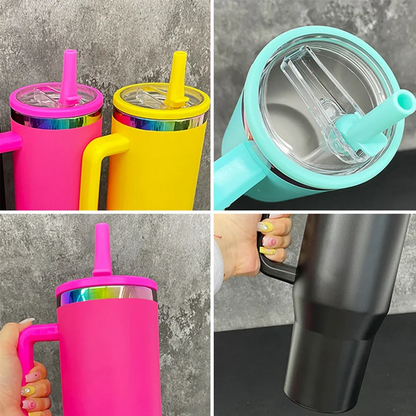 Us in Stock 40 OZ Colorful Rainbow Plated Durable Stainless Steel 40 OZ Tumbler Hello Kitty for Home Office Outdoor Daily Use