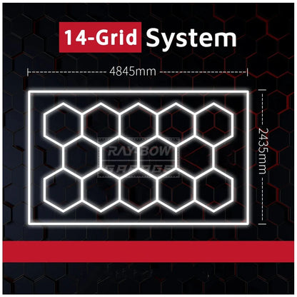 Customized 14 Grids Car Detailing Workshop Honeycomb Hexagonal Led Garage Light Car Wash Ceiling Led Light
