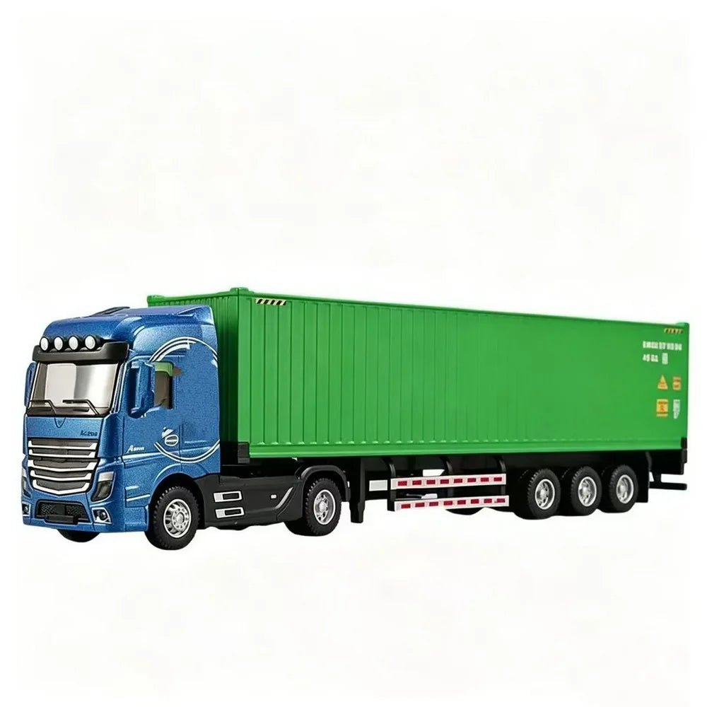 In Stock 1/50 Diecast Truck Model Toys Simulation Transport Heavy Vehicle Pull Back Container Full Alloy Metal Toy Car for Boy