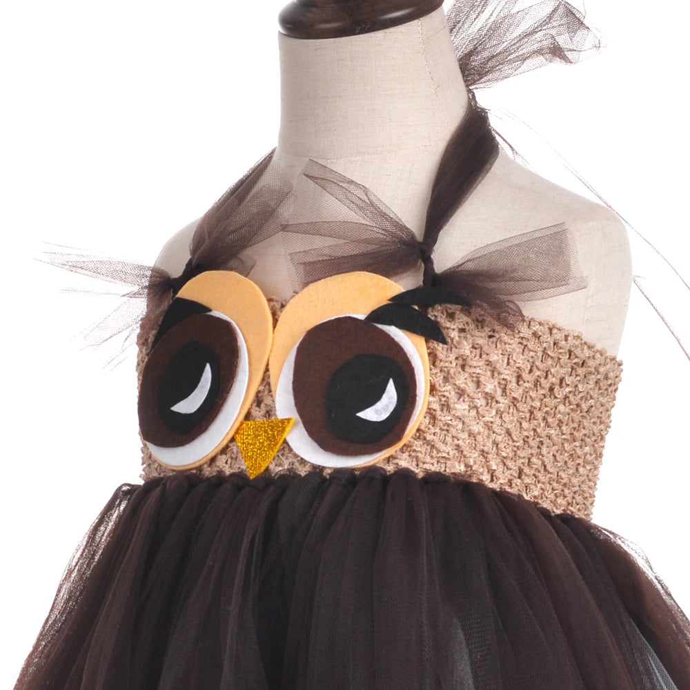 Cute Owl Tutu Dress for Baby Girls Birthday Halloween Costumes Kids Christmas Fancy Outfit Cartoon Animal Child New Year Clothes