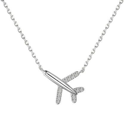 Dylam Personalized Design Fashion Fine Jewelry S925 Silver Rhodium 18K Gold Link Chain 5A Zirconia Airplane Pendant Necklace