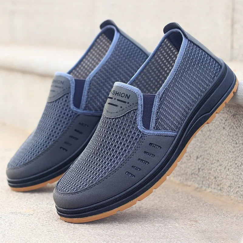 Summer  Beijing Cloth Shoes Breathable Casual  Elderly Shoes One Step Mesh  Men's Casual Shoes
