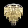 Modern Stainless Steel Ceiling Led Light Round Multi-layer Silver Crystal Chandelier