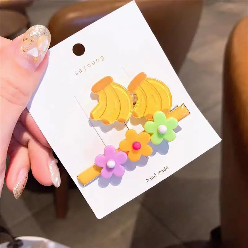 Cute Baby Cartoon Hairpin Handmade Children Hair Accessories Korean Princess Headdress Girls Side Hair Clips for Kids