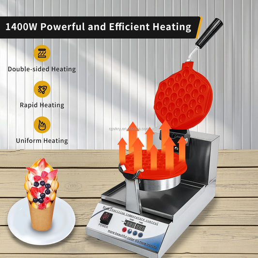 1400W Intelligent Digital Non-Stick Hong Kong Egg Waffle Maker Honeycomb Shaped for Household Snacks Professional for Hotels by PDG ibma