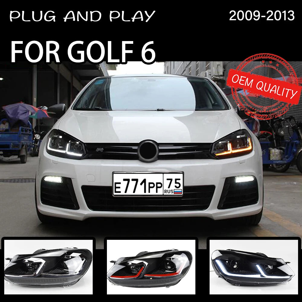 Headlight For VW Golf 6 MK6 2009-2013 Car автомобильные товары LED DRL Hella 5 Xenon Lens Hid H7 Golf6 Car Accessories