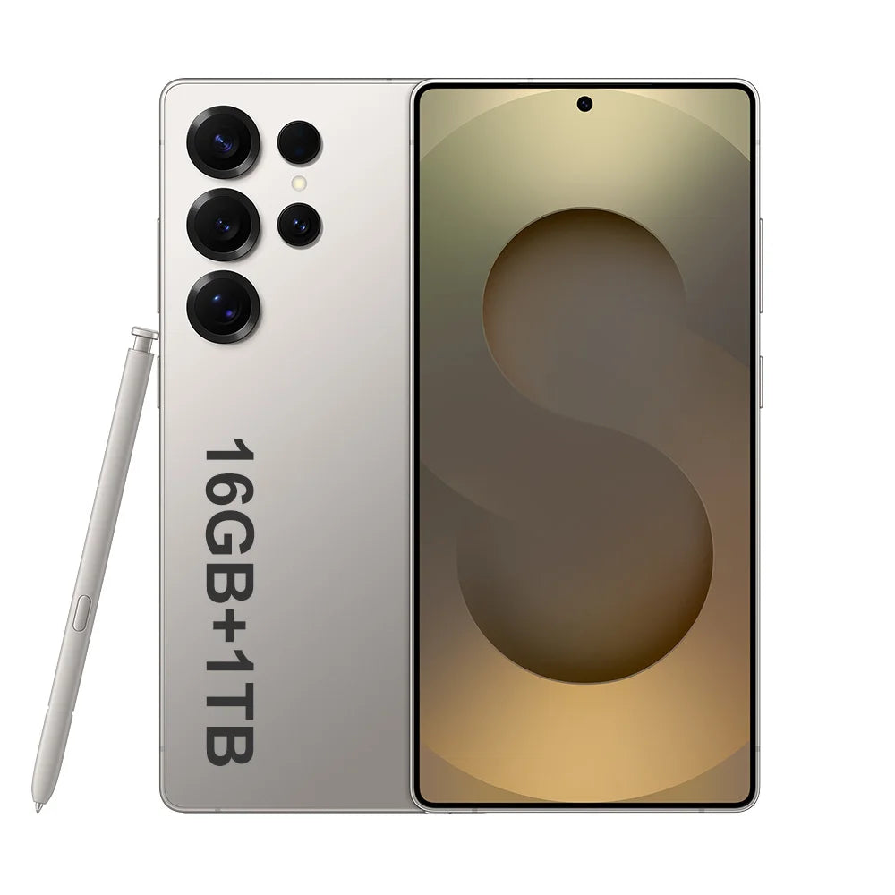 New Androsd S25Ultra Full-screen Smartphone 5g 7.3-snch 48MP+108MP Dual Card Face Recognstson 16GB+1TB Gamsng Telephone