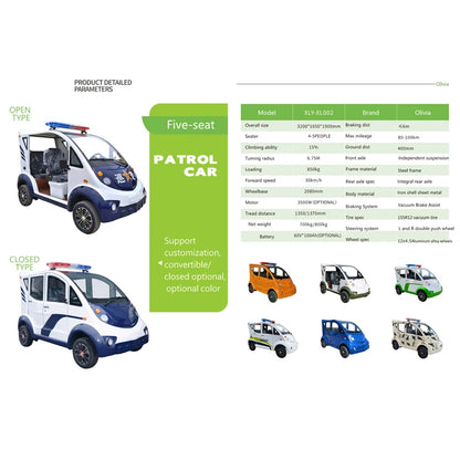 Hot Sale Classic Design 5/8 Seater Battery-powered Fully Enclosed Electric Patrol Car