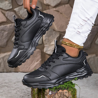 Autumn Men's Shoes 2024 New Trend Versatile Thick Sole Elevated Leather Sports and Casual Zapatos Running Shoes for Women