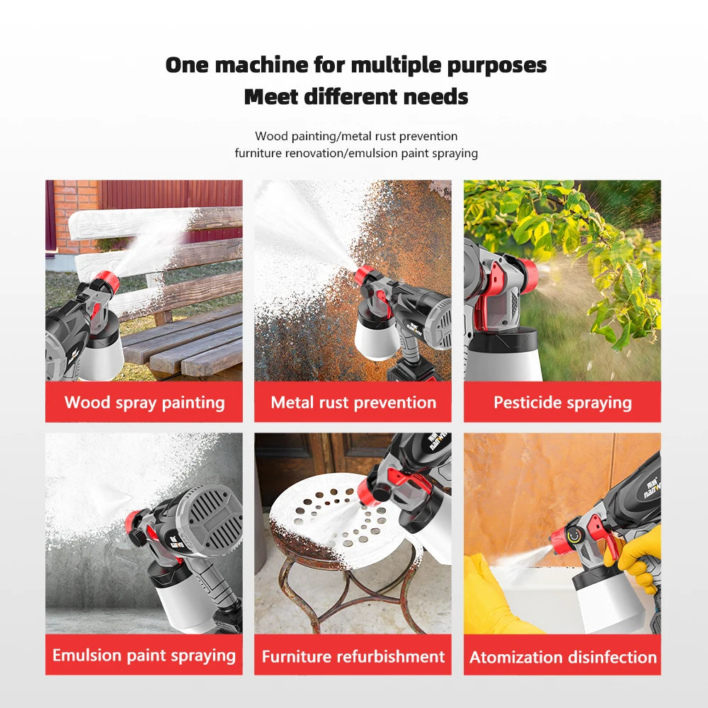 NanWei High Voltage 800W Electric Paint Spray Gun 220v Lithium Nozzle Pneumatic Power Source Battery Operated Paint Equipment