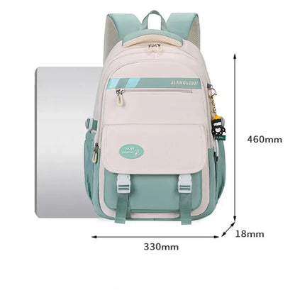 Junior High School College Girls' Large Capacity Backpack Grade 3-6 Elementary Students' High Quality Waterproof Striped