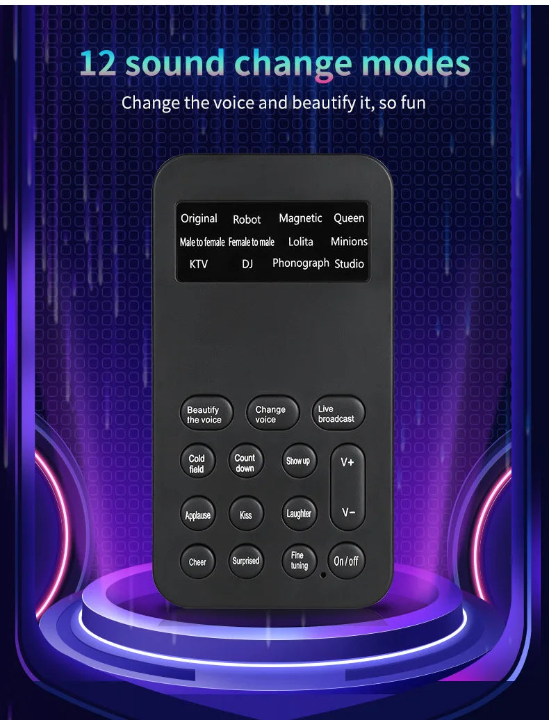 Hot Sell One-key Voice Changer Universal Live Sound Effects Processors Mini Sound Card for Mobile Phones and Computers