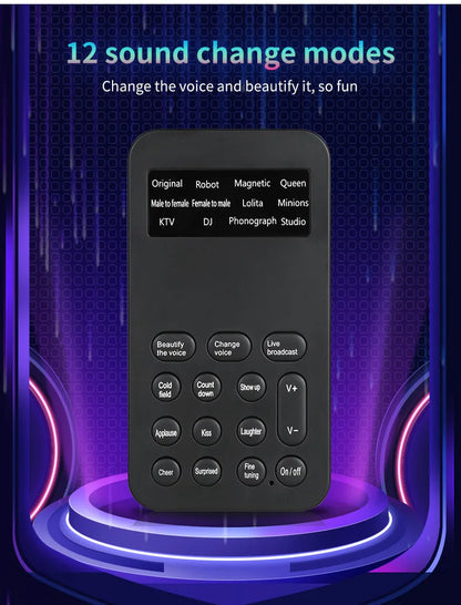 Hot Sell One-key Voice Changer Universal Live Sound Effects Processors Mini Sound Card for Mobile Phones and Computers
