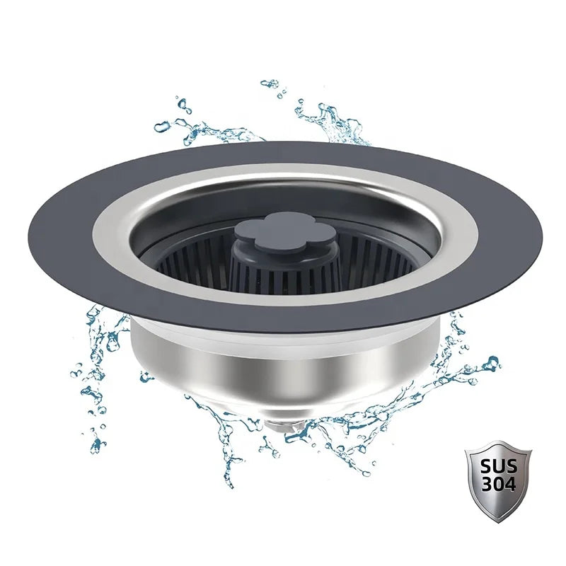 Upgraded 3 in 1 Kitchen Sink Drain Strainer & Stopper Kit, 304 Stainless Steel Pop-up Kitchen Drain with Strainer Basket