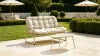Modern Eco-Friendly Durable Outdoor Loveseat Coffee Table Set All-Weather Metal Frame Patio Conversation Thick Cushions Garden