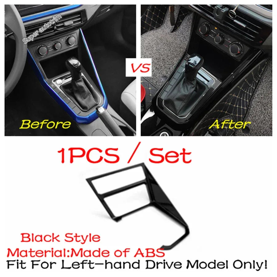 Center Control Gear Shift Panel Inner Door Armrest Handle Cover Trim Black Fit For VW Volkswagen Polo 2019 - 2023 Accessories