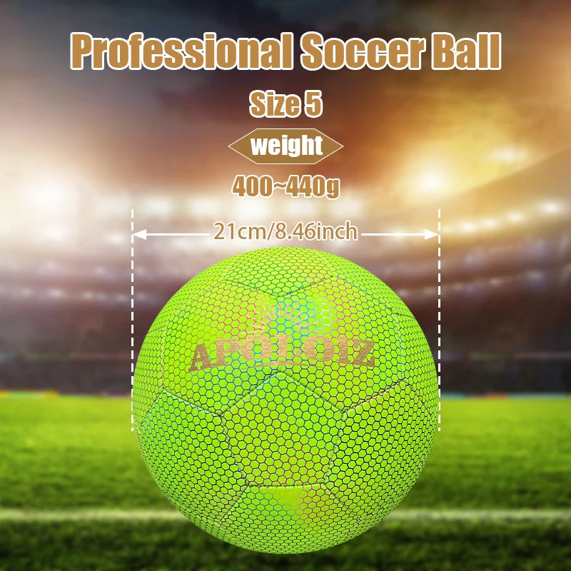 Custom Holographic Soccer Ball Luminous Light Football Glowing in the Dark Soccer Ball  Size 4 5 PU Football for Sport Training