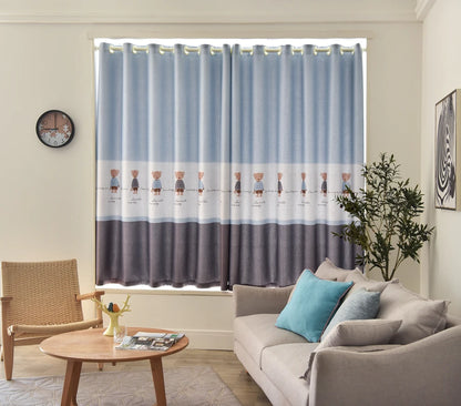 Ahoyikaa Cartoon Little Bear Blackout Curtain For Kids Room Children Curtains For Baby Boys Child Bedroom Living Room Window