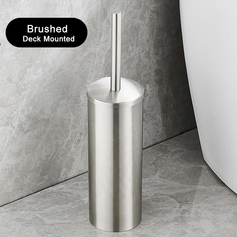 Bathroom Black Gold 304 Stainless Steel Toilet Brush Set Toilet Bowl Cleaner Brush and Holder Cleaning Tool Standing