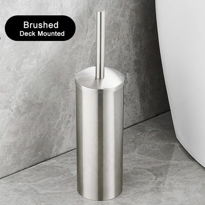 Bathroom Black Gold 304 Stainless Steel Toilet Brush Set Toilet Bowl Cleaner Brush and Holder Cleaning Tool Standing